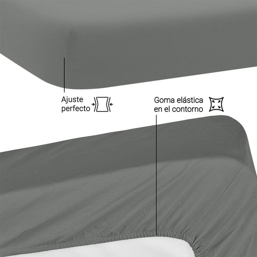 Sábana bajera antracita 100% algodón | Deslan Internacional