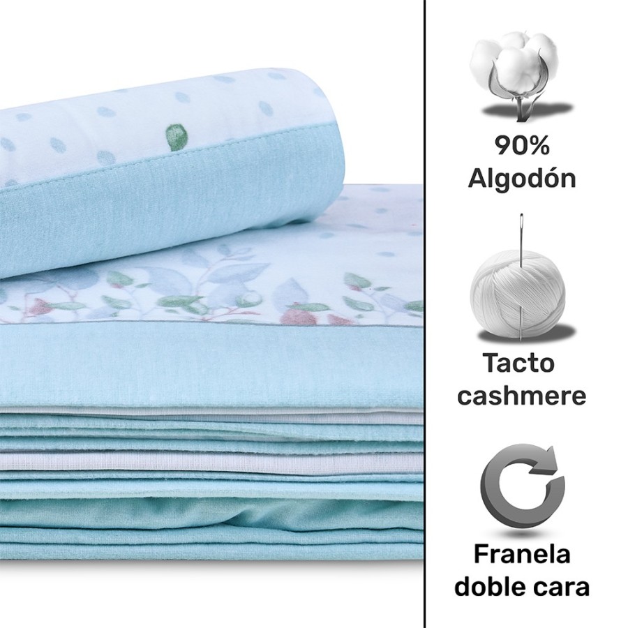 Juego de sábanas de franela AINHOA MENTA – Deslan Internacional