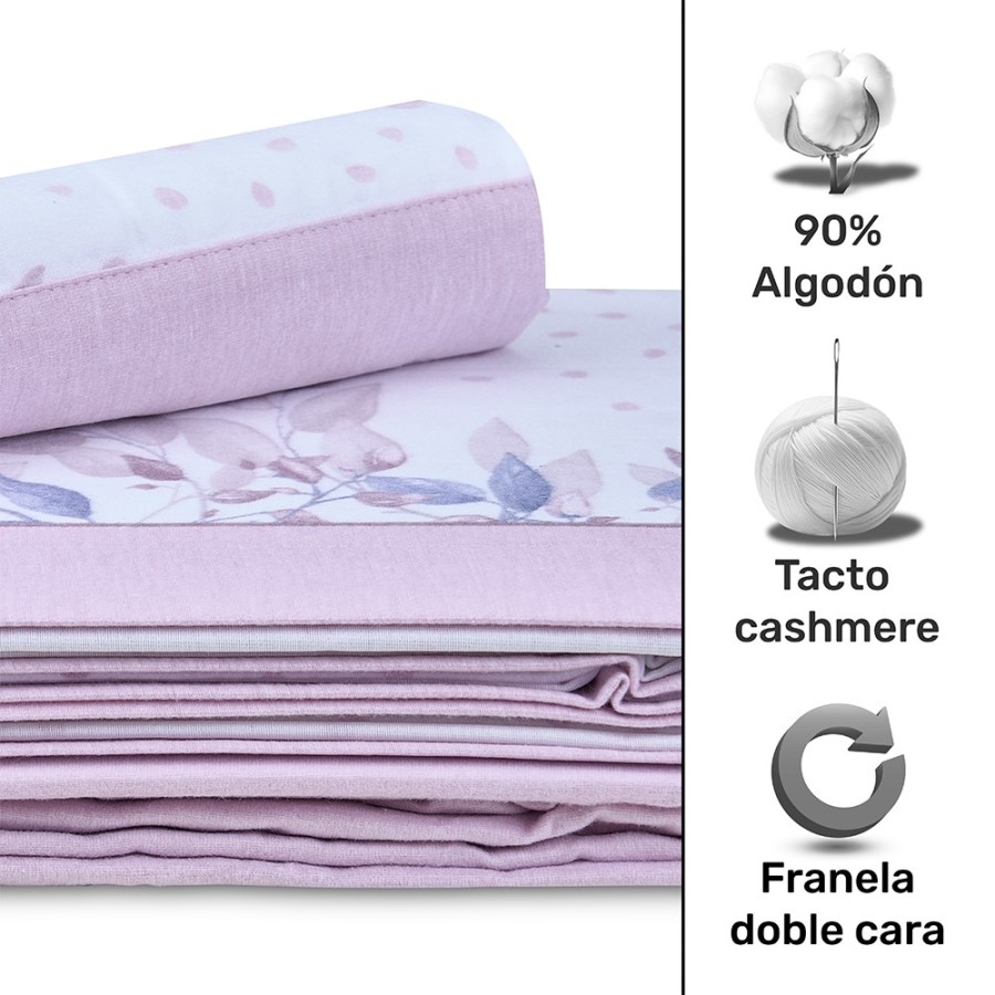 Juego de sábanas de franela AINHOA VIOLET ICE – Deslan Internacional