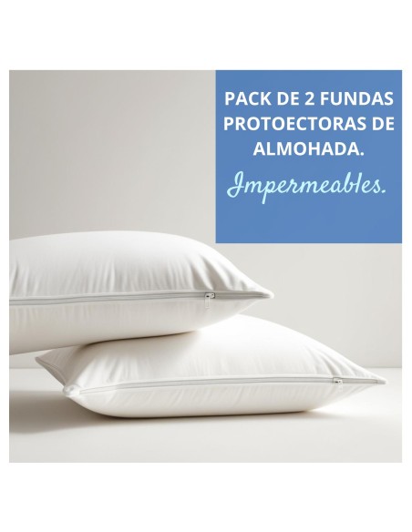 Pack 2 Fundas de Almohada Impermeables Transpirables con Cremallera | Deslan Internacional