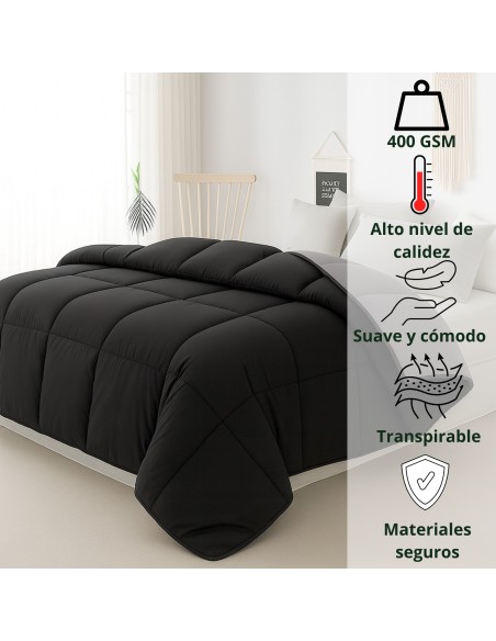 Relleno Nórdico BERLIN 400 GSM Reversible negro y gris | Oeko-Tex | Deslan Internacional