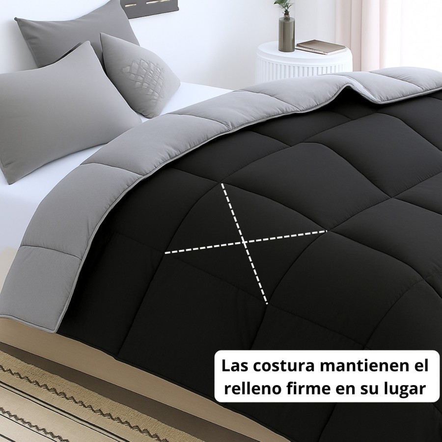 Relleno Nórdico BERLIN 400 GSM Reversible negro y gris | Oeko-Tex | Deslan Internacional