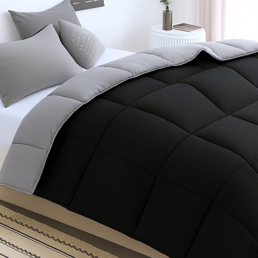 Relleno Nórdico BERLIN 400 GSM Reversible negro y gris | Oeko-Tex | Deslan Internacional