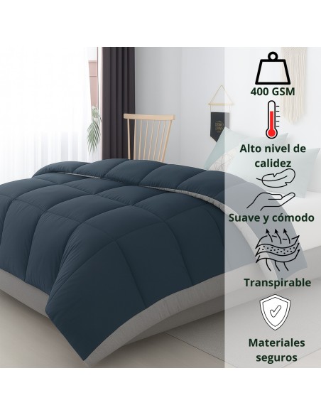 Relleno Nórdico BERLIN 400 GSM Reversible carbon y gris | Oeko-Tex | Deslan Internacional