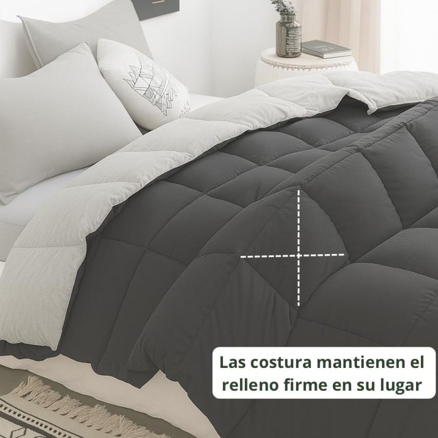 Relleno Nórdico BERLIN 400 GSM Reversible carbon y gris | Oeko-Tex | Deslan Internacional