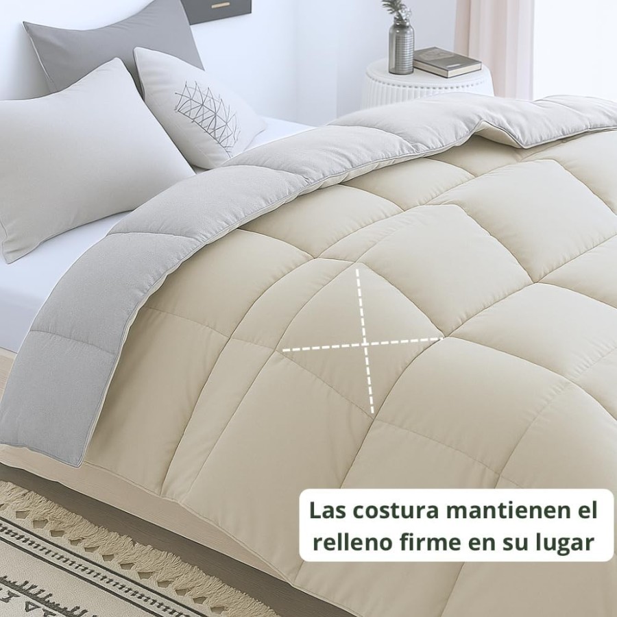Relleno Nórdico BERLIN 400 GSM Reversible Beige y Gris| Oeko-Tex | Deslan Internacional