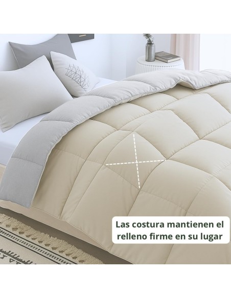 Relleno Nórdico BERLIN 400 GSM Reversible Beige y Gris| Oeko-Tex | Deslan Internacional