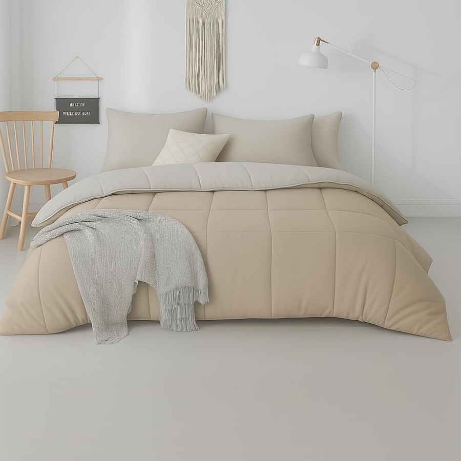 Relleno Nórdico BERLIN 400 GSM Reversible Beige y Gris| Oeko-Tex | Deslan Internacional