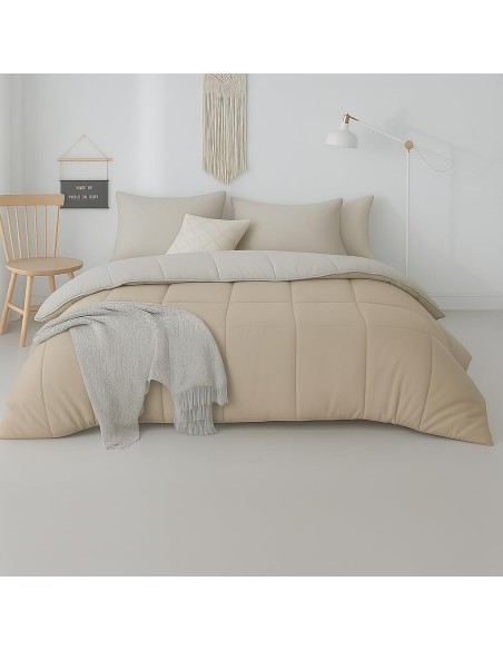 Relleno Nórdico BERLIN 400 GSM Reversible Beige y Gris| Oeko-Tex | Deslan Internacional