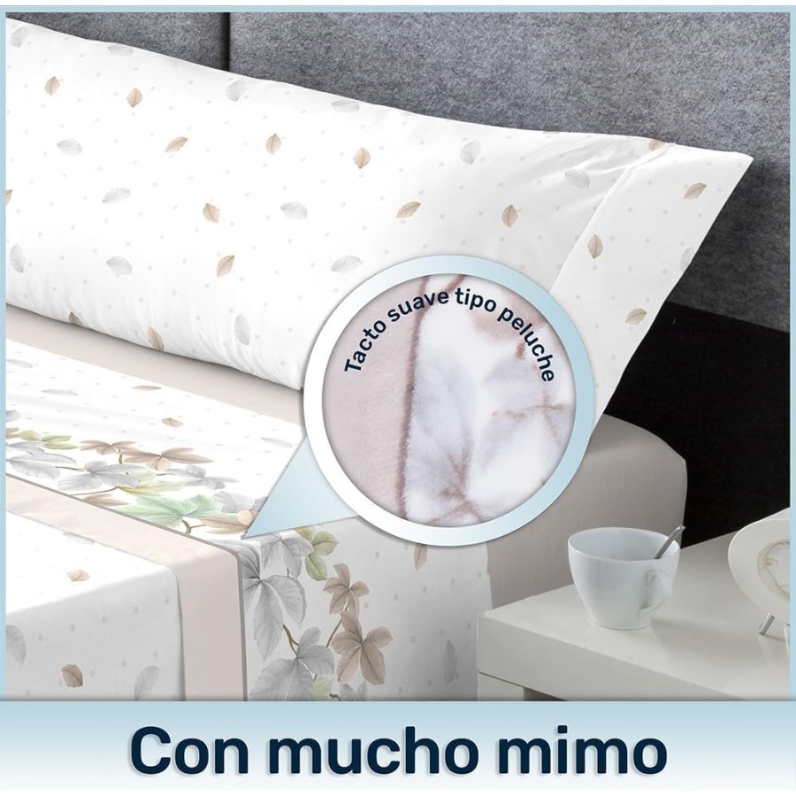 Juego de sábanas microlina NELI color lino - camas 135 a 200 cm