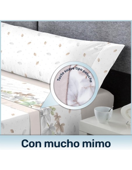 Juego de sábanas microlina NELI color lino - camas 135 a 200 cm