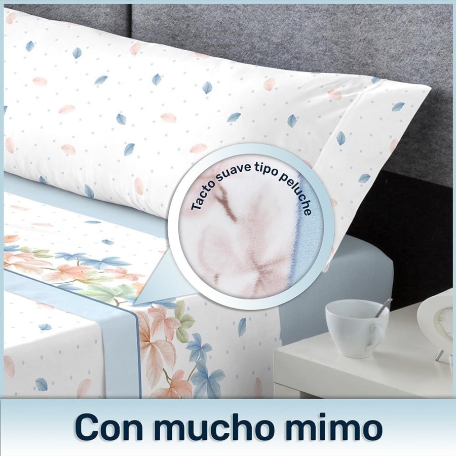 Juego de sábanas microlina NELI color azul - camas 135 a 200 cm