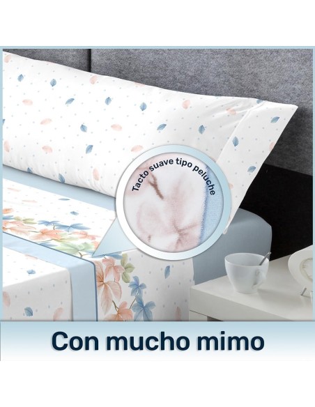 Juego de sábanas microlina NELI color azul - camas 135 a 200 cm