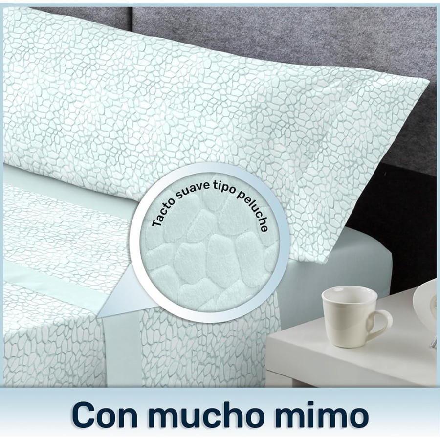 Juego de sábanas microlina Pardo color menta - camas 135 a 200 cm