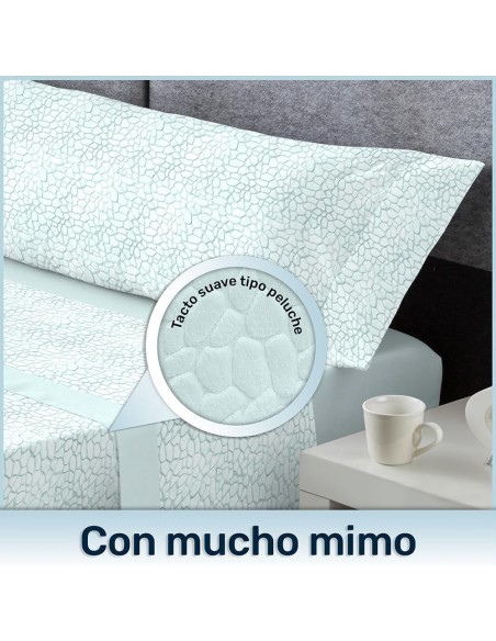 Juego de sábanas microlina Pardo color menta - camas 135 a 200 cm
