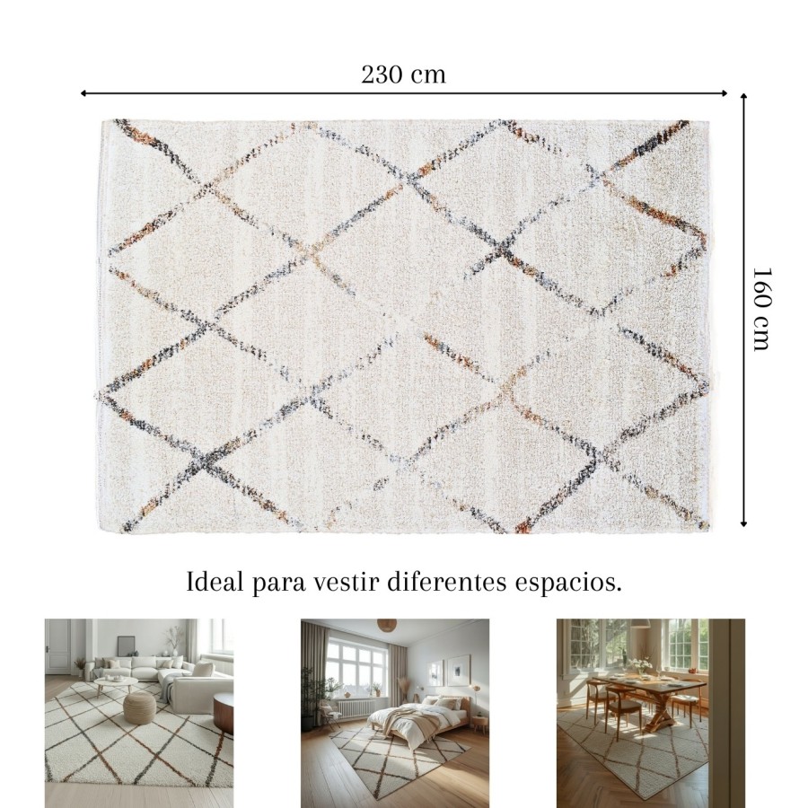 Alfombra Tulum Rombos 160x230 y 120x170 cm | Estilo nórdico moderno