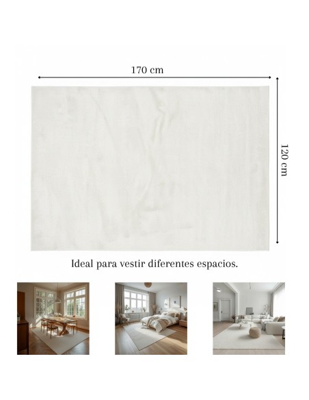 Alfombra Velvet Blanco 60x90, 120x160 y 160x220 cm | Suave y elegante