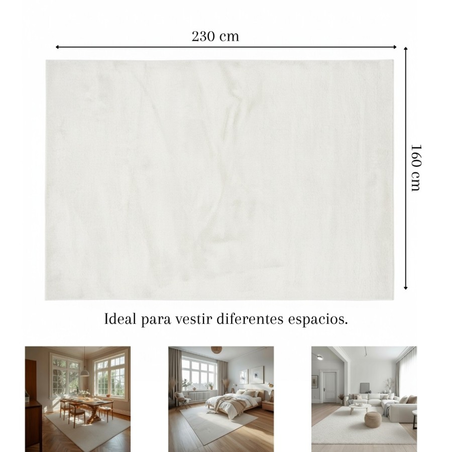 Alfombra Velvet Blanco 60x90, 120x160 y 160x220 cm | Suave y elegante
