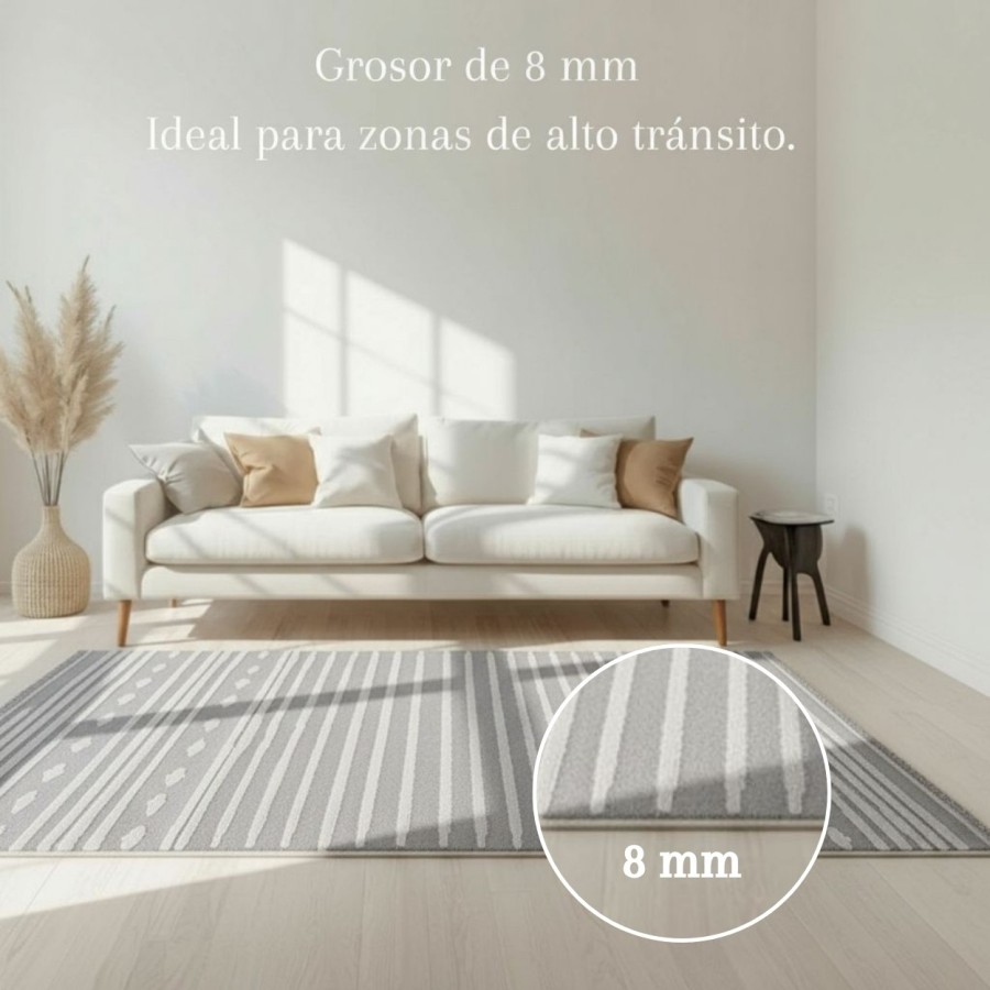 Alfombra Egipto 120x170 y 160x230 cm | Diseño lineal moderno en tonos grises