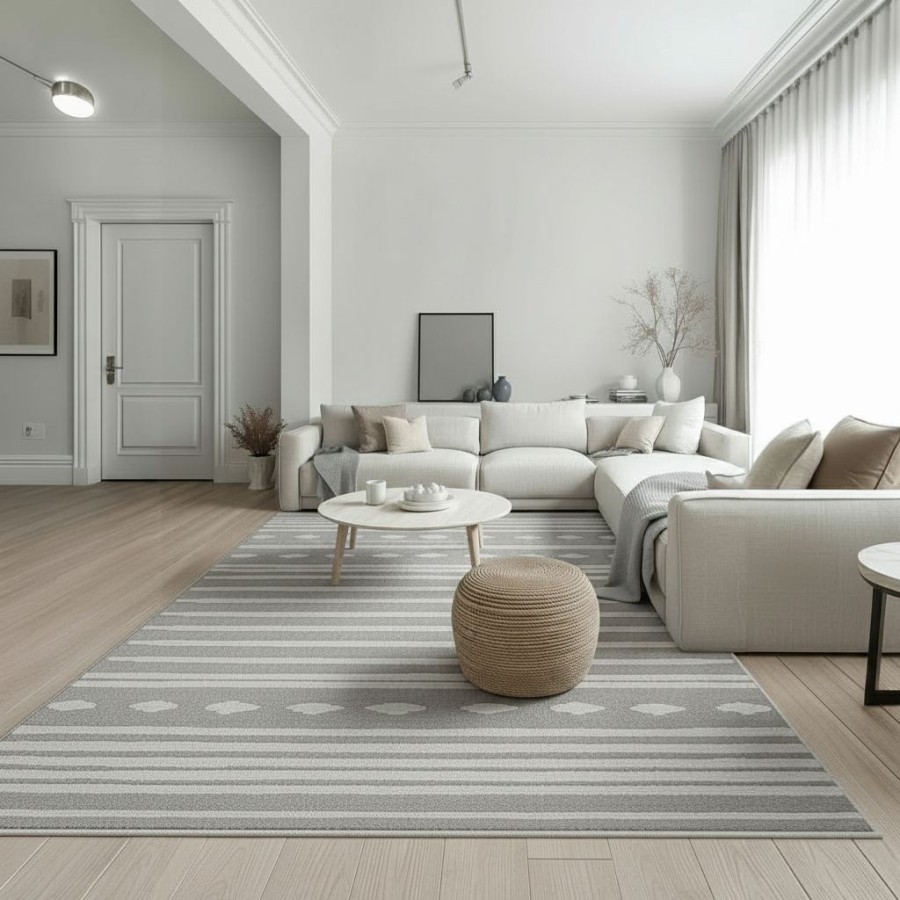 Alfombra Egipto 120x170 y 160x230 cm | Diseño lineal moderno en tonos grises