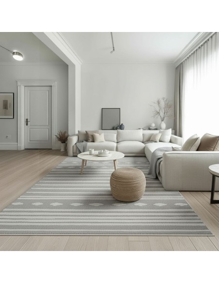 Alfombra Egipto 120x170 y 160x230 cm | Diseño lineal moderno en tonos grises