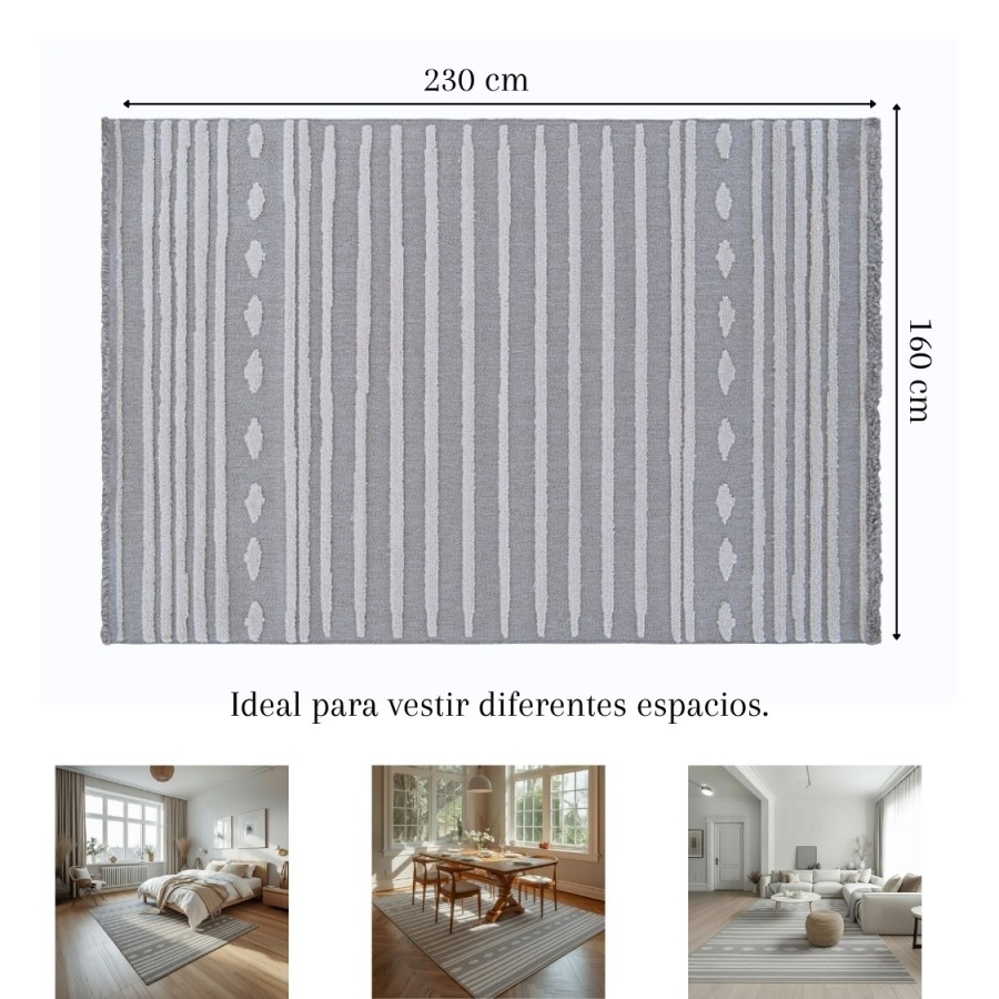 Alfombra Egipto 120x170 y 160x230 cm | Diseño lineal moderno en tonos grises