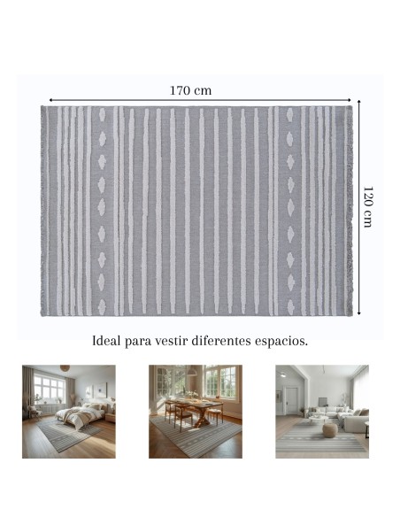 Alfombra Egipto 120x170 y 160x230 cm | Diseño lineal moderno en tonos grises