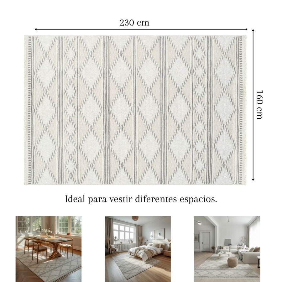 Alfombra Sahara 120x170 y 160x230 cm | Diseño étnico moderno en tonos arena