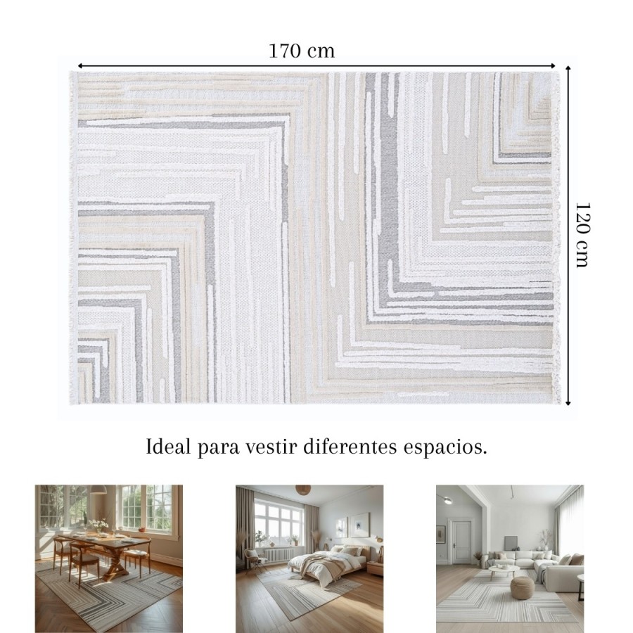 Alfombra Cairo 120x170 y 160x230 cm | Diseño geométrico moderno en tonos neutros