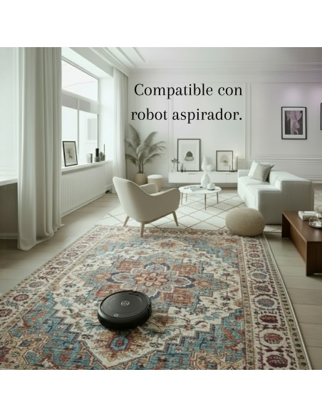 Alfombra Chennai | Diseño clásico oriental en tonos tierra y azul | 4 tamaños disponibles