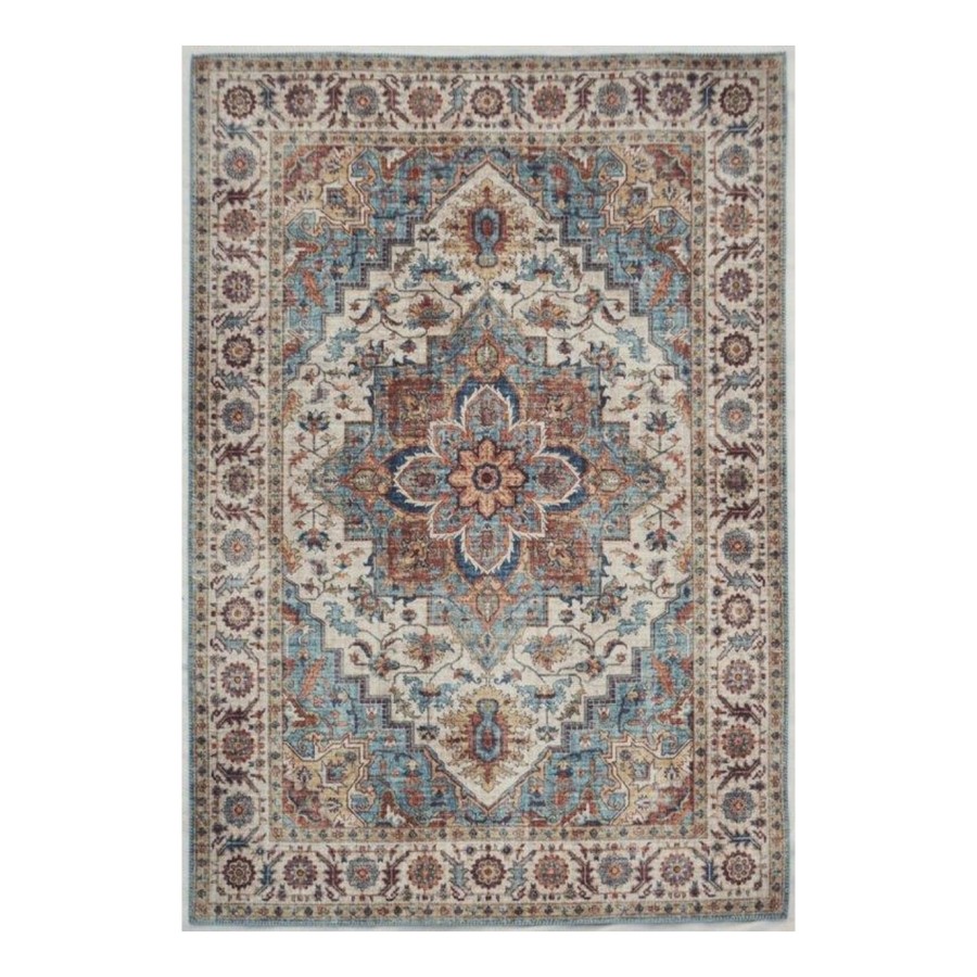 Alfombra Chennai | Diseño clásico oriental en tonos tierra y azul | 4 tamaños disponibles