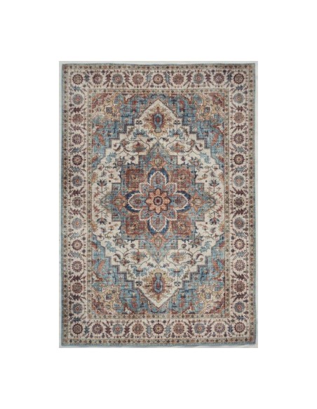 Alfombra Chennai | Diseño clásico oriental en tonos tierra y azul | 4 tamaños disponibles