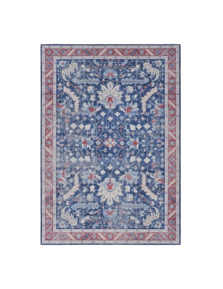 Alfombra Bangladés | Diseño oriental en tonos azul y rojo | 4 tamaños disponibles