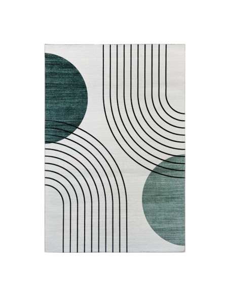 Alfombra Niza | Diseño geométrico moderno en tonos verde y negro | 4 tamaños disponibles