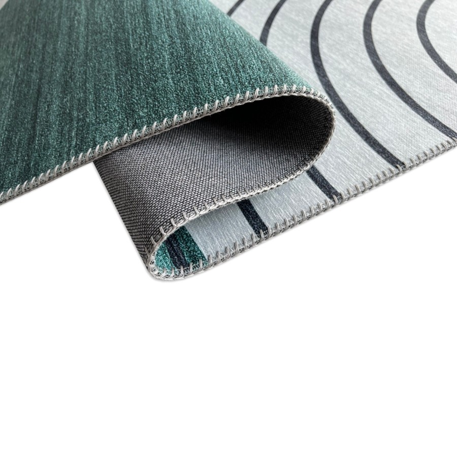 Alfombra Niza | Diseño geométrico moderno en tonos verde y negro | 4 tamaños disponibles