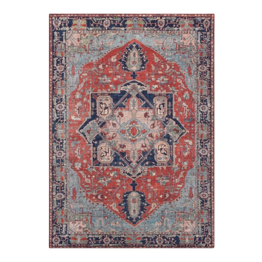 Alfombra Delhi | Diseño oriental clásico en tonos rojos y azules | 4 tamaños disponibles