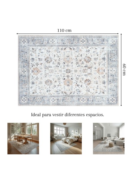 Alfombra Mumbai | Diseño clásico floral en tonos suaves | 4 tamaños disponibles