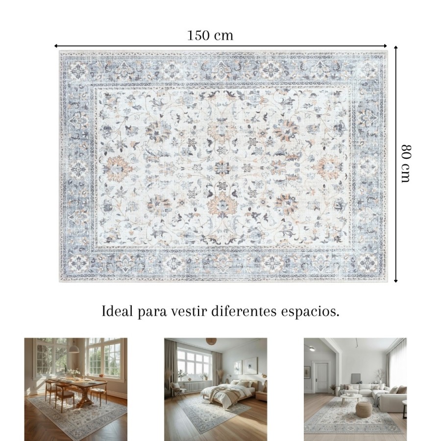 Alfombra Mumbai | Diseño clásico floral en tonos suaves | 4 tamaños disponibles