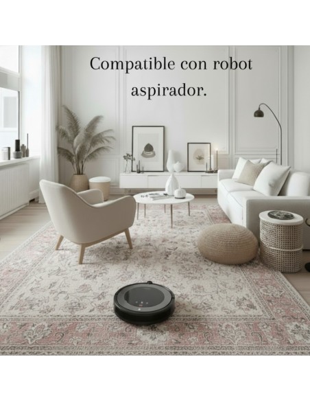 Alfombra Agra | Diseño clásico floral en tonos gris y rosa empolvado | 4 tamaños disponibles