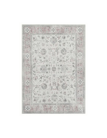 Alfombra Agra | Diseño clásico floral en tonos gris y rosa empolvado | 4 tamaños disponibles