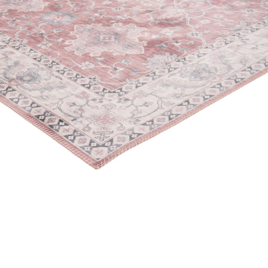 Alfombra Bombay | Diseño clásico oriental en tonos rosa y gris | 4 tamaños disponibles