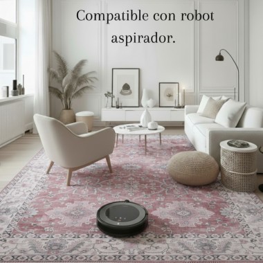 Alfombra Bombay | Diseño clásico oriental en tonos rosa y gris | 4 tamaños disponibles 2