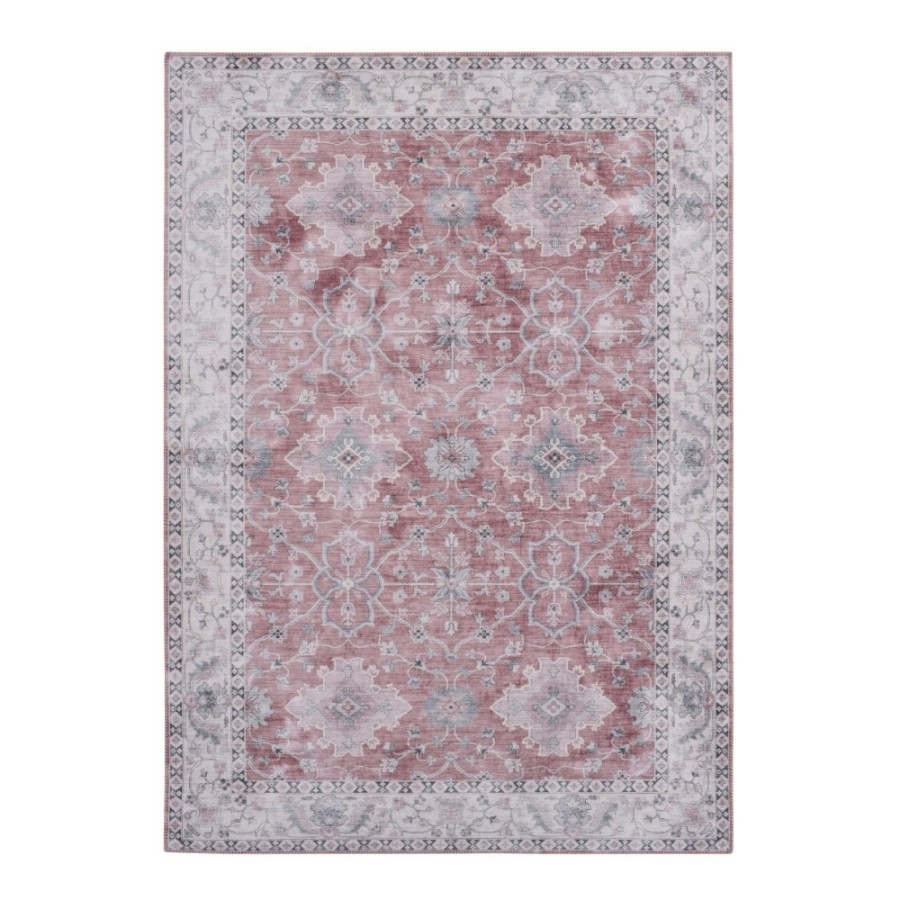 Alfombra Bombay | Diseño clásico oriental en tonos rosa y gris | 4 tamaños disponibles