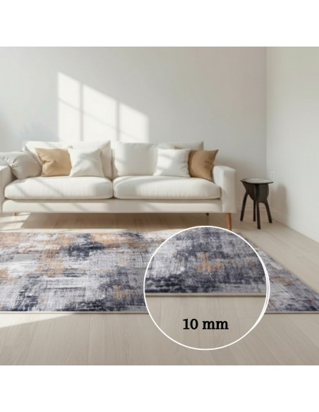 Alfombra Cashmere Gold | Diseño abstracto moderno en tonos dorados y grises | 3 tamaños disponibles