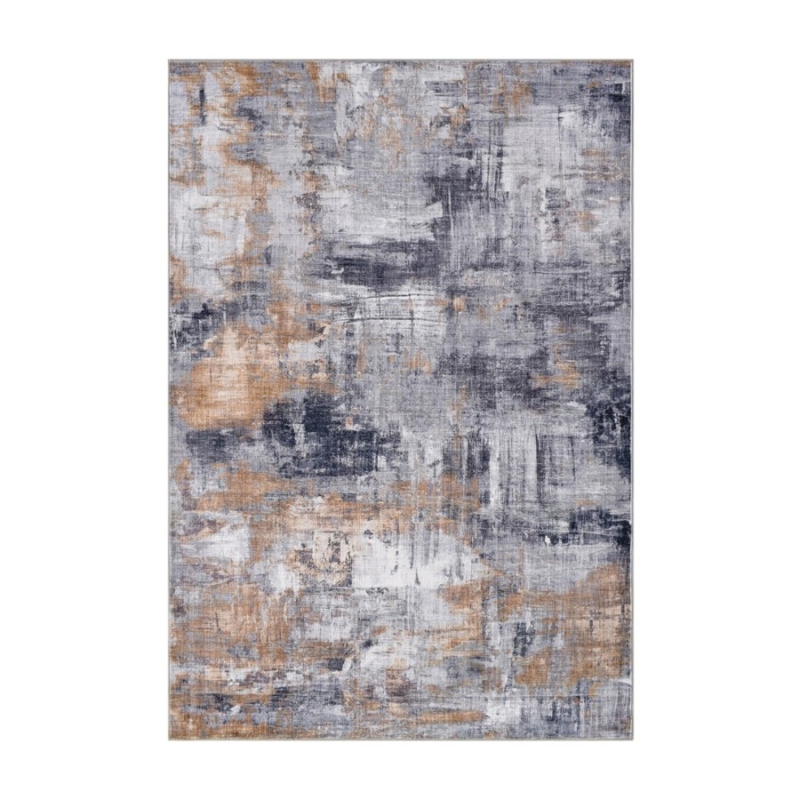 Alfombra Cashmere Gold | Diseño abstracto moderno en tonos dorados y grises | 3 tamaños disponibles