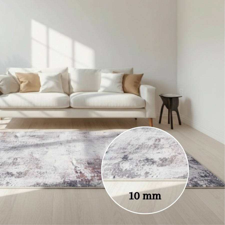 Alfombra Cashmere Violet| Diseño abstracto moderno en tonos dorados y grises | 3 tamaños disponibles