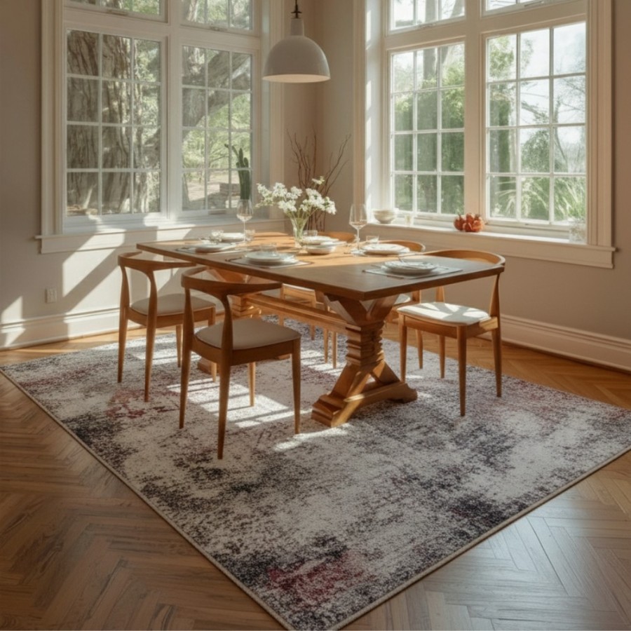 Alfombra Cashmere Violet| Diseño abstracto moderno en tonos dorados y grises | 3 tamaños disponibles