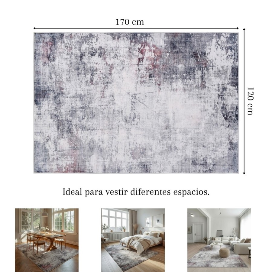 Alfombra Cashmere Violet| Diseño abstracto moderno en tonos dorados y grises | 3 tamaños disponibles