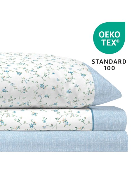 Juego de Sábanas 144 Hilos XESCA AZUL 48% Algodón