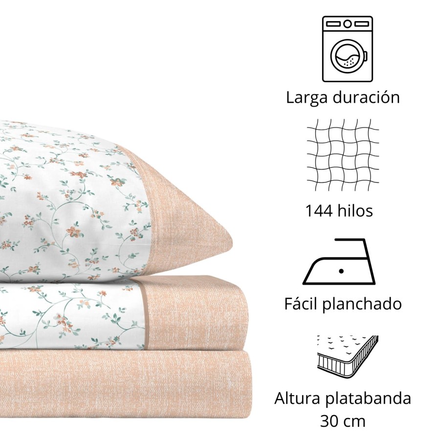 Juego de Sábanas 144 Hilos XESCA MELOCOTON 48% Algodón